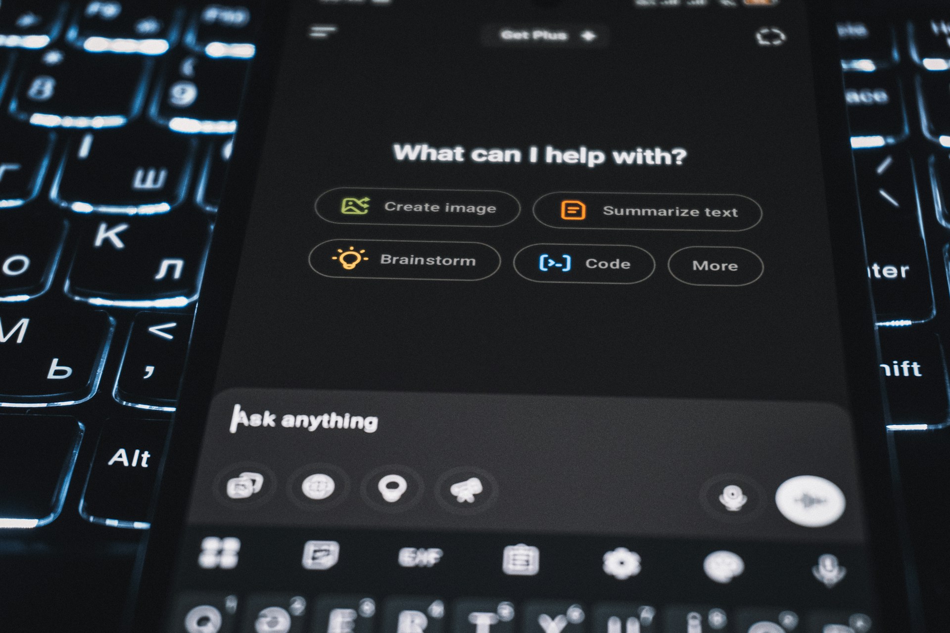 Die Eingabefläche für Befehle eines KI Chatbots